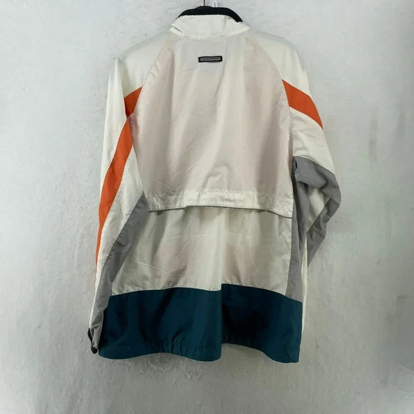 Nike Wind Breaker Jacket Youth Boy Sz L 12-14 White Orange Blue Full Zip Pockets - Picture 2 of 12